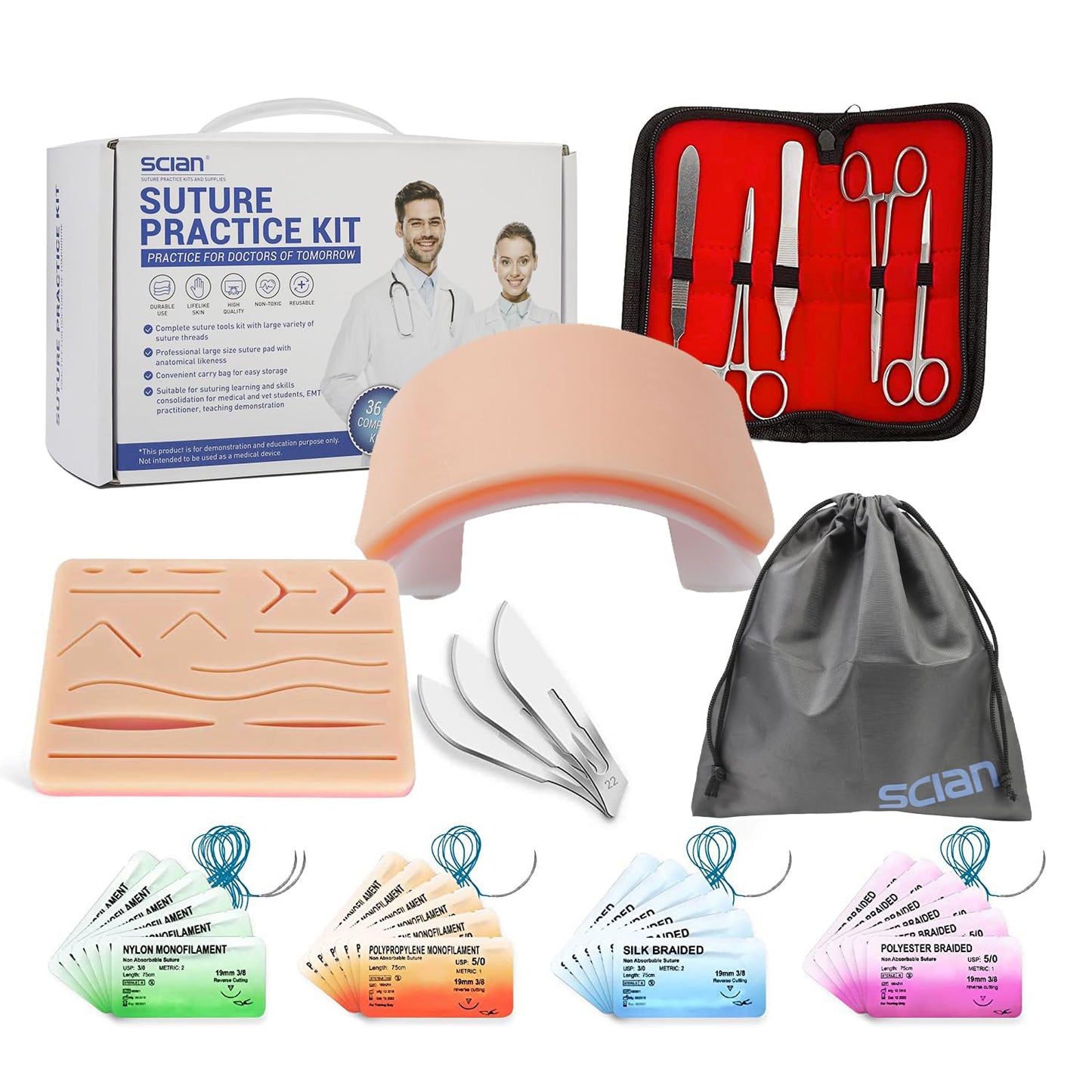 36 Pcs Suture Thread Kit