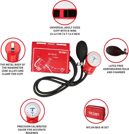 HS-20F Red Aneroid Sphygmomanometer