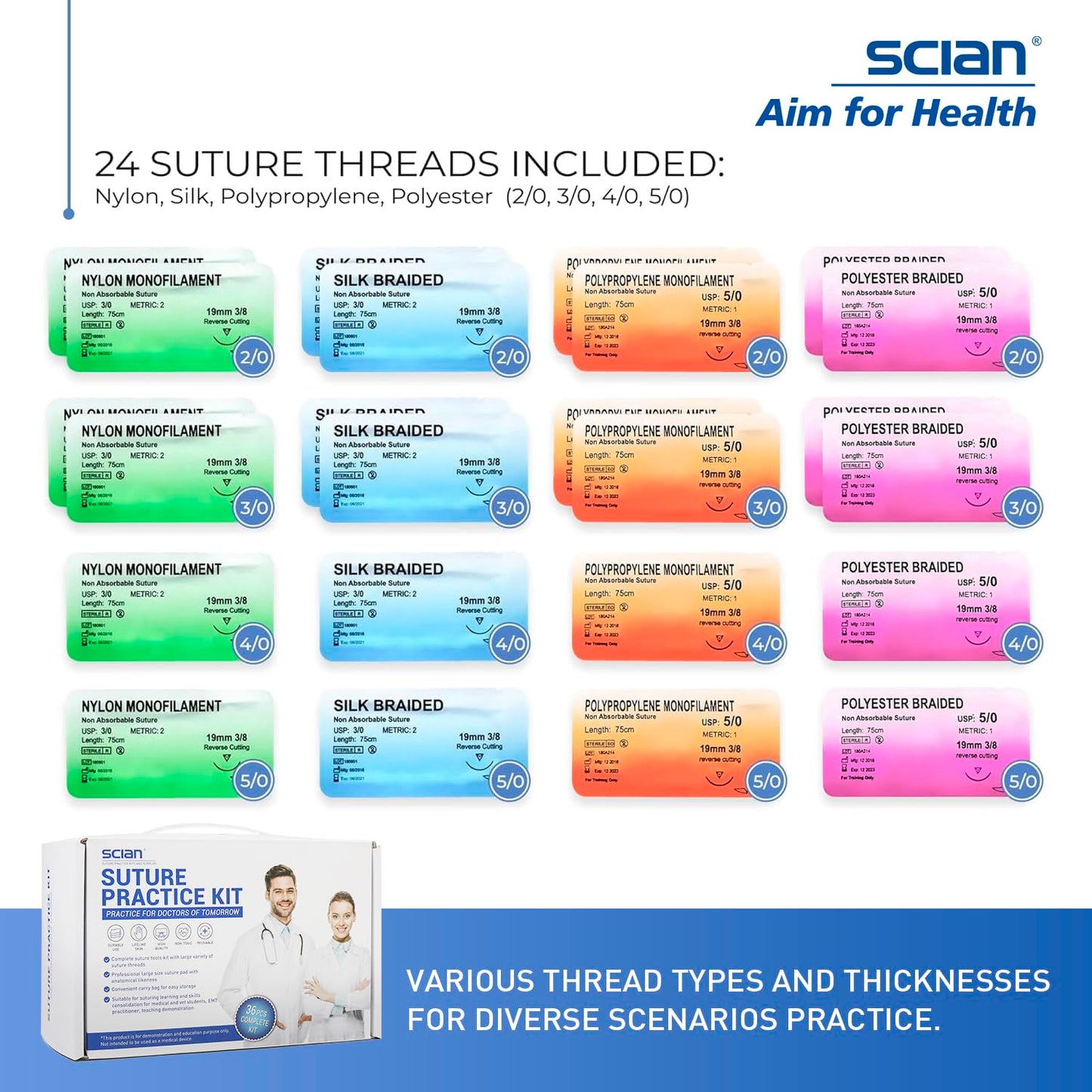 36 Pcs Suture Thread Kit