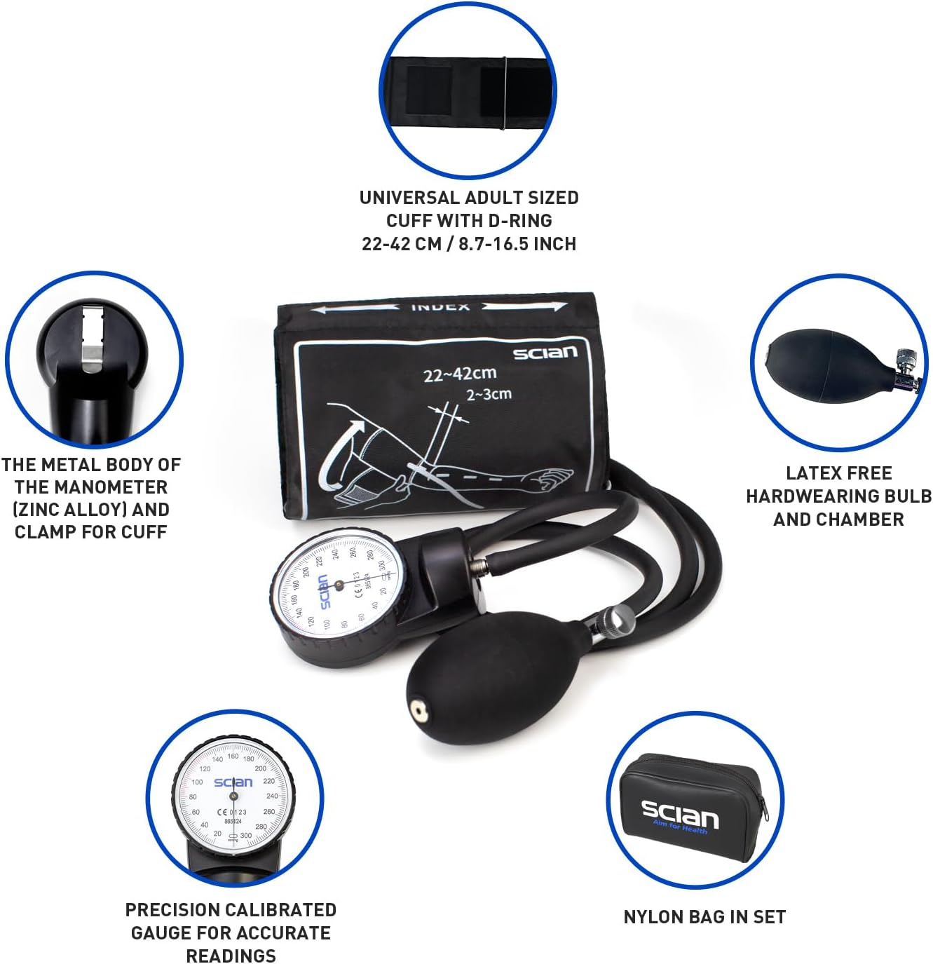 HS-20F Black Aneroid Sphygmomanometer