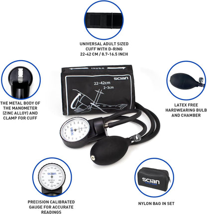 HS-20F Black Aneroid Sphygmomanometer