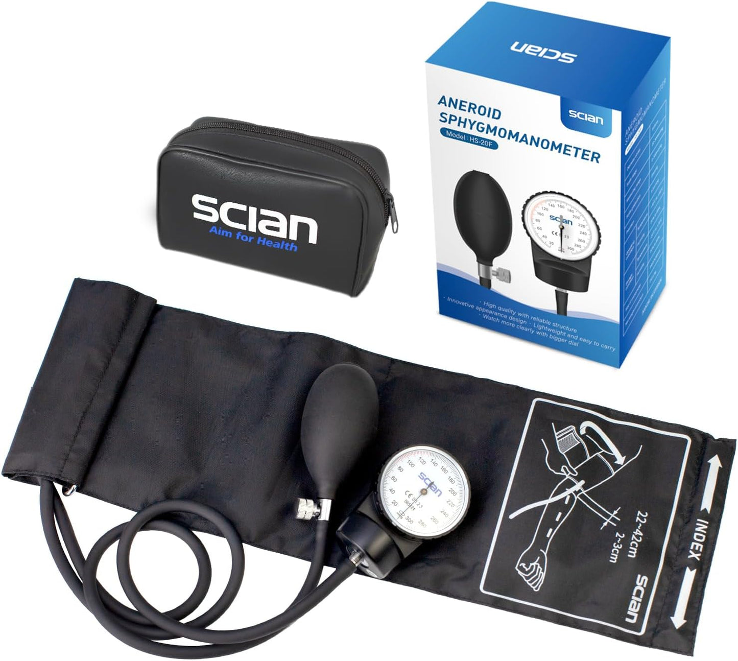 HS-20F Black Aneroid Sphygmomanometer